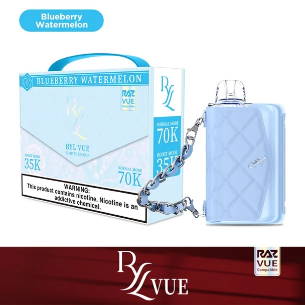 RYL-Vue-70K-Kit-Box_Blueberry-Watermelon-800x800__39951 RAZ RYL Vue 70K Vape-Chain Included - Image 1